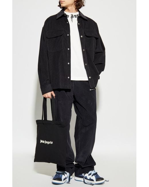Palm Angels Blue Loose-Fit Corduroy Trousers for men