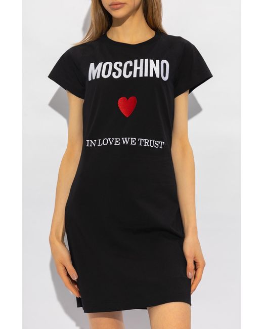 Moschino Black Dress With Logo,