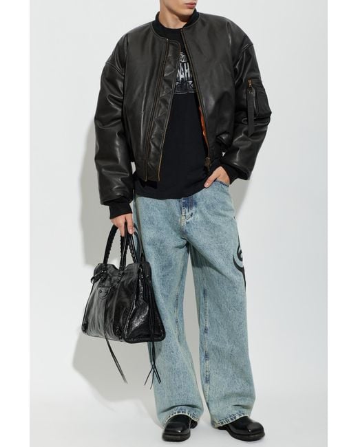 Vetements Black Leather 'Bomber' Jacket for men