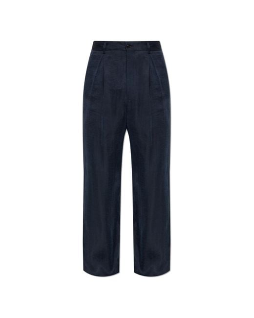 Giorgio Armani Blue Pleated Trousers for men