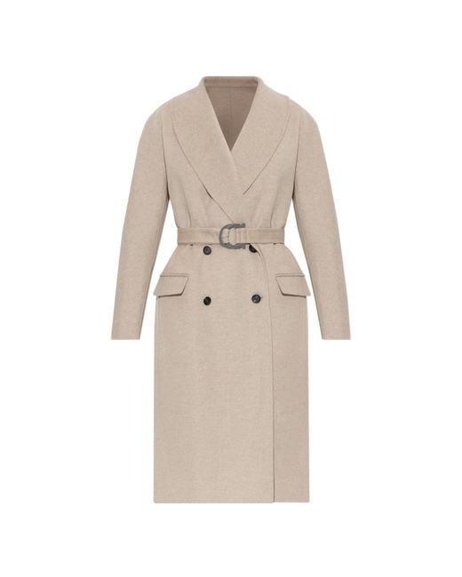 Ferragamo Natural Wool Coat With Belt