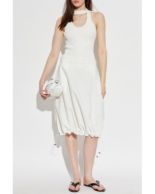 Coperni White Asymmetrical Skirt With Drawstrings