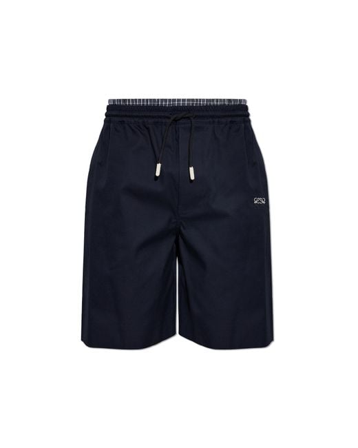 Loewe Blue Shorts With Embroidered Logo for men