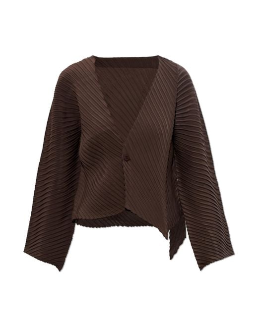 Issey Miyake Brown Pleated Cardigan