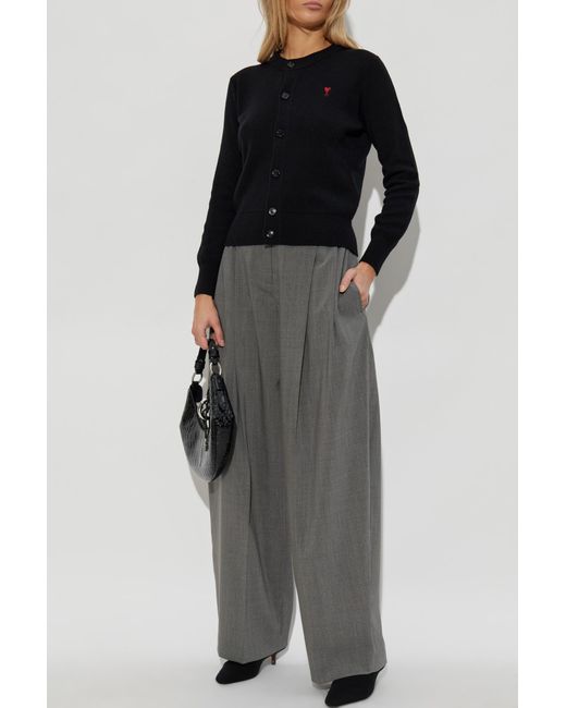 AMI Black Cardigan With Embroidered Logo