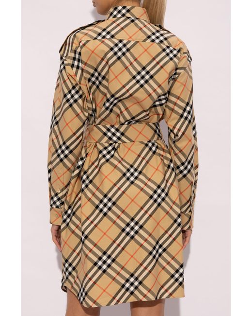 Burberry Natural Checkered Pattern Dress,