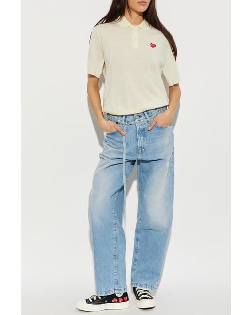COMME DES GARÇONS PLAY White Wool Polo With Patch