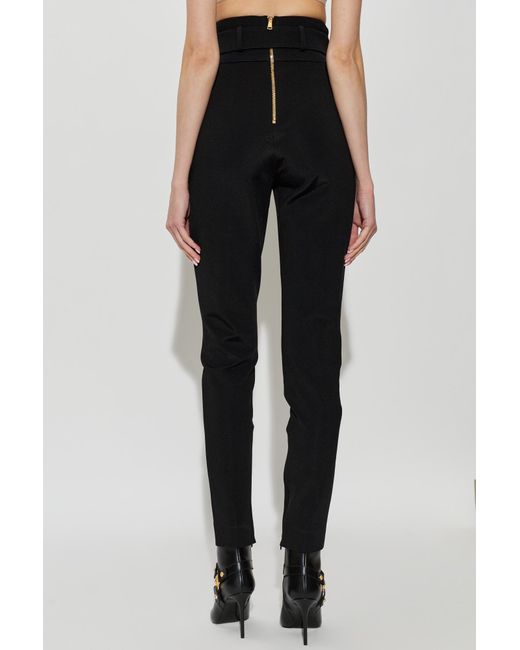 Balmain Black Trousers With A Decorative Belt