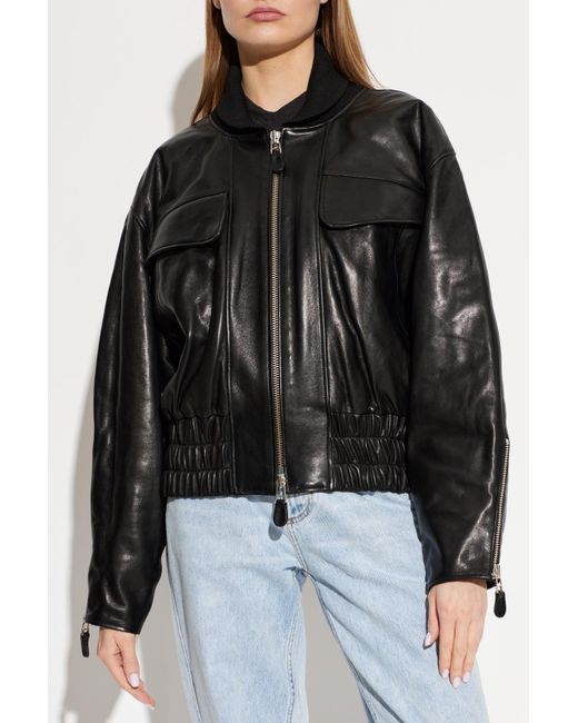 IRO Black Leather Jacket 'Dunea'