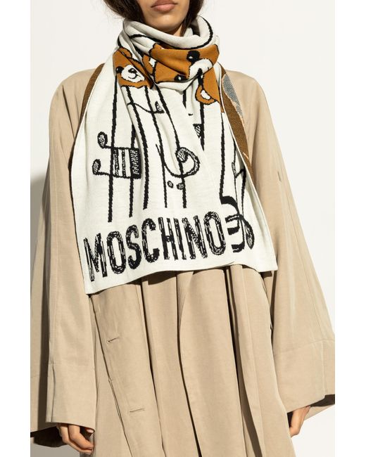 Moschino Natural Scarf With A Characteristic Teddy Bear Motif