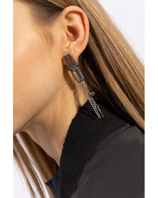 Balenciaga Black Earrings With The Logo