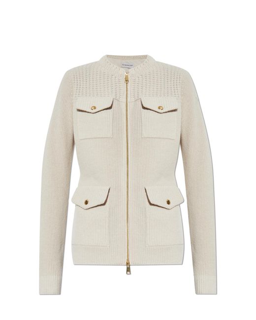 Moncler Natural Cardigan With A Down Back