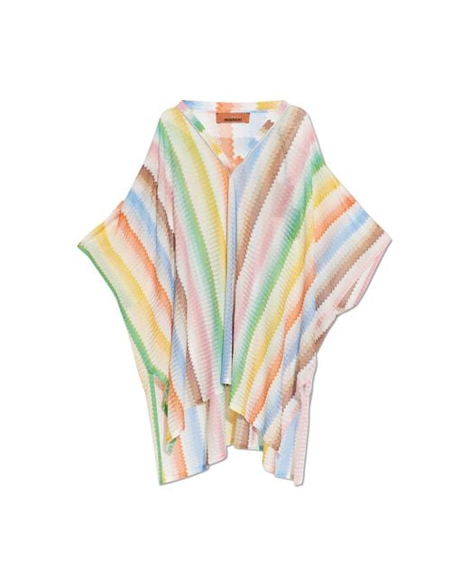 Missoni White Patterned Poncho