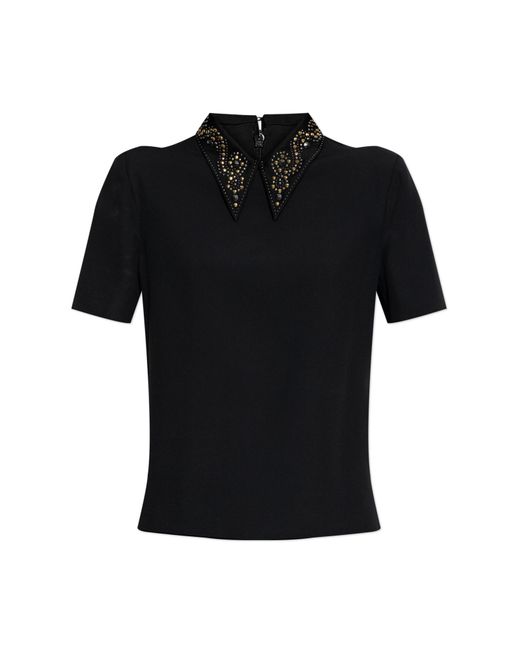 Versace Black Top With Applications On The Collar