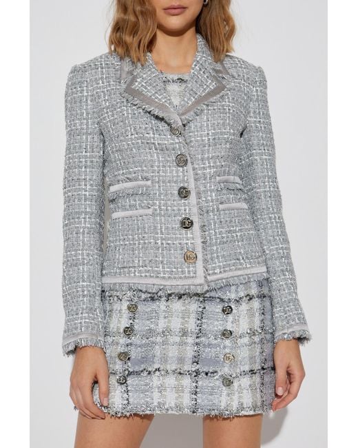 Dolce & Gabbana Gray Tweed Jacket With Lurex Thread