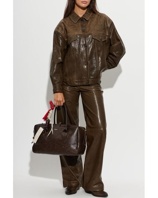 Golden Goose Deluxe Brand Brown Leather Trousers