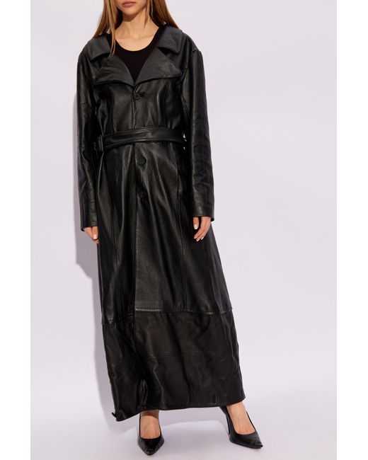 Balenciaga Leather Coat By in Black | Lyst