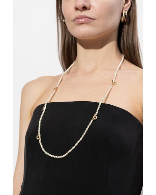 Ferragamo White Necklace With Imitation Pearls