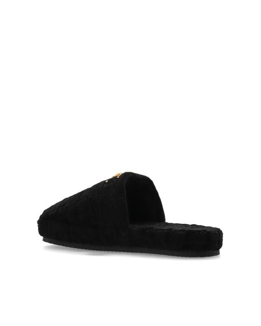 Versace Black Slippers With Logo