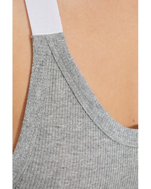 Off-White c/o Virgil Abloh Gray Ribbed Off-Shoulder Dress