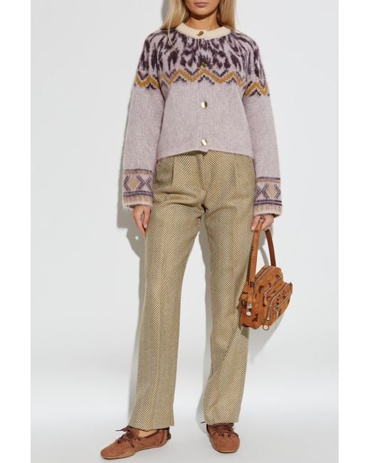 Forte_forte Natural Herringbone Pattern Trousers