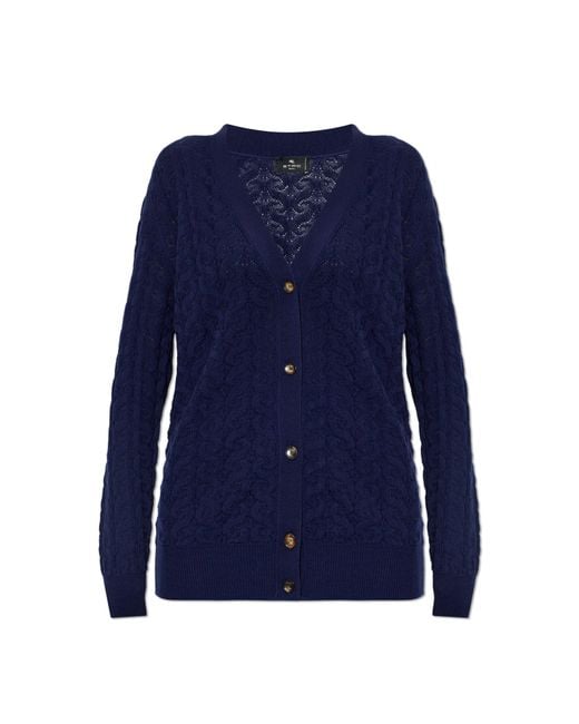 Etro Blue Wool Cardigan
