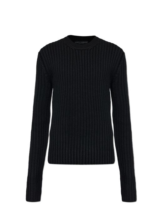 Dolce & Gabbana Black Wool Sweater With A Crew Neck for men