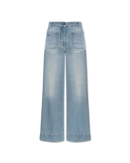 Victoria Beckham Blue Jeans With Logo,