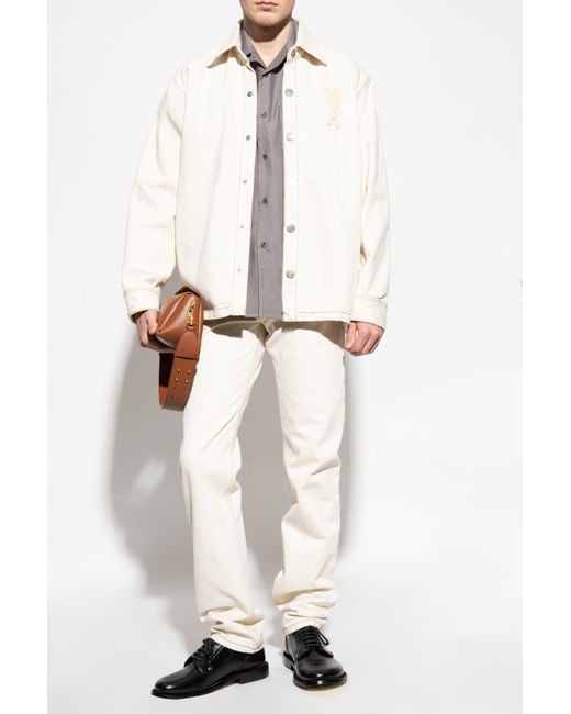AMI White Trousers With Logo for men