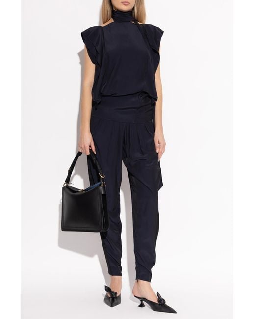 Lanvin Blue Asymmetrical Cut Top