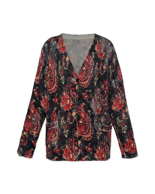 R13 Red Cardigan With A Vintage Effect