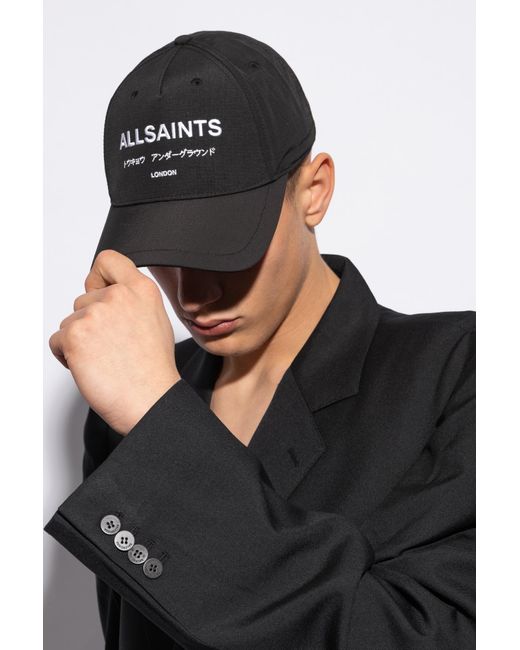 AllSaints Black Cap With A Visor 'underground',