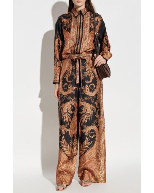 Zimmermann Brown Silk Shirt With Print