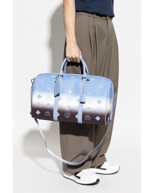 MCM Blue Carry-On Bag With Print for men