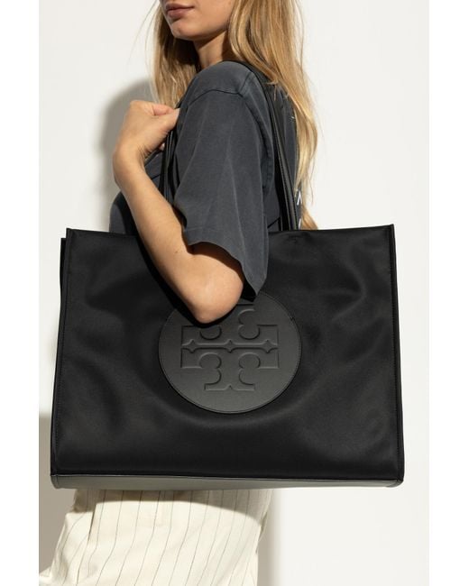 Tory Burch Black "Ella" Shopper Bag