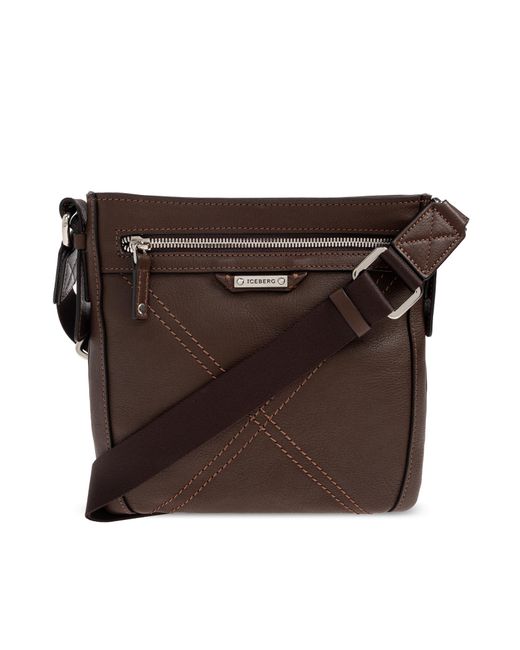 Iceberg Brown Leather Shoulder Bag for men