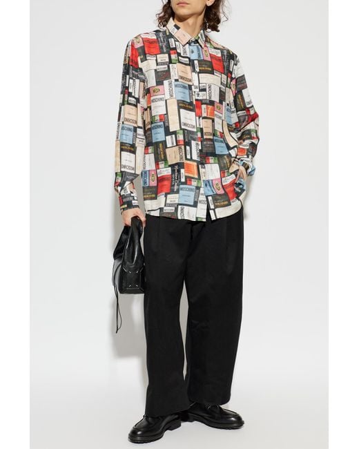 Moschino White Silk Shirt With Print for men
