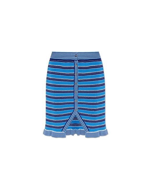 Ganni Blue Skirt Finished With A Ruffle