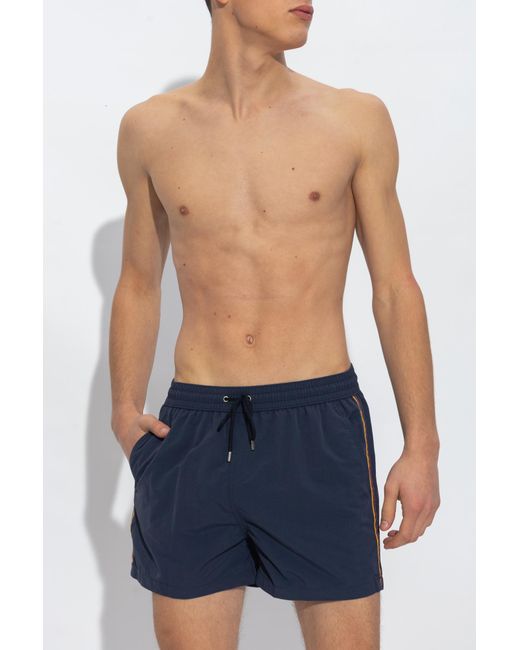 Paul Smith Blue Side-Stipe Swimming Shorts