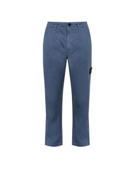Stone Island Blue Jeans With Logo Patch for men