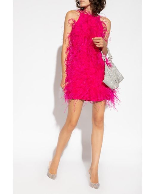 Cult Gaia 'shannon' Dress With Ostrich Feathers in Pink | Lyst