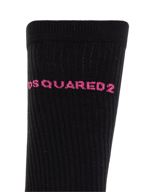 DSquared² Black Socks With Logo for men