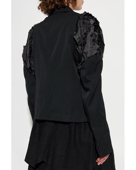 CDG by Comme des Garcons Black Blazer With Decoratively Finished Sleeves