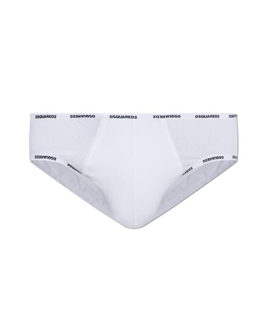 DSquared² White Cotton Briefs With Logo for men
