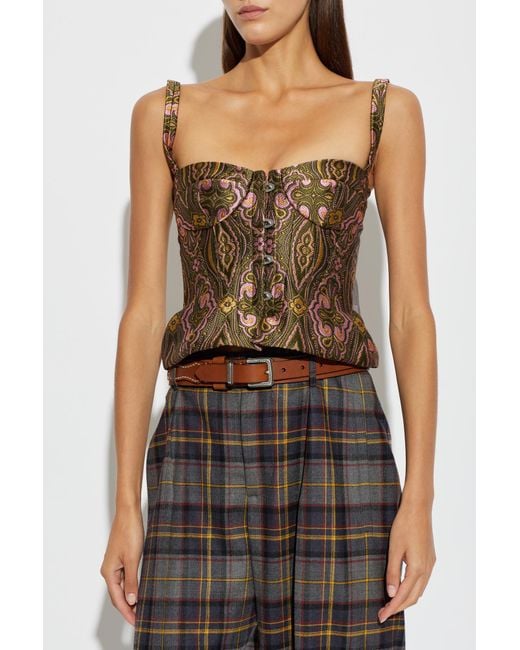 Etro Green Fitted Patterned Top