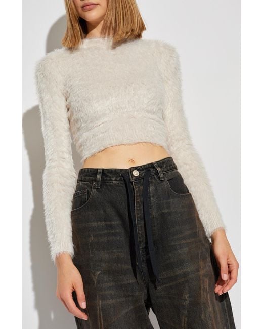 Balenciaga White Sweater With Decorative Finishing