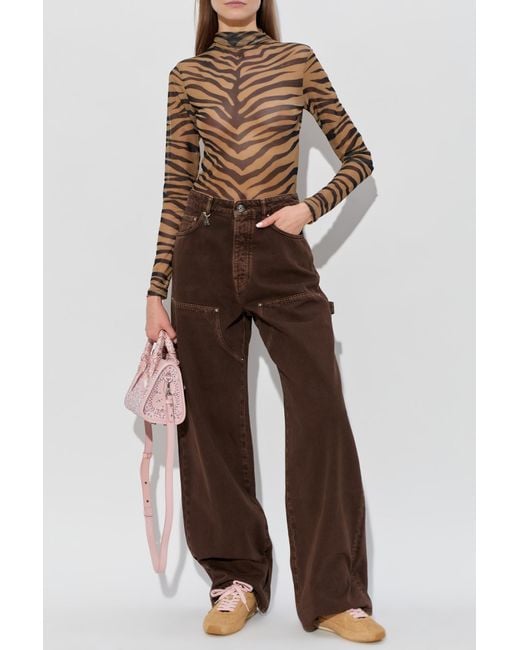 Amiri Gray Top With Animal Motif