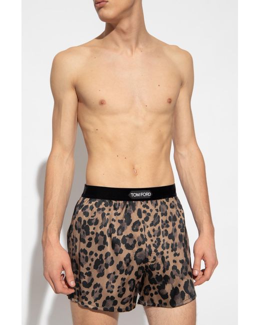 Tom Ford Black Silk Boxers With Logo for men