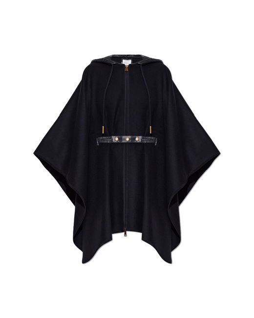 Moncler Blue Wool Poncho