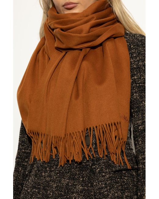 Max Mara Brown Cashmere Scarf 'Baci'